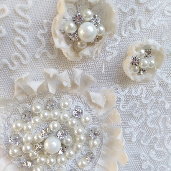 $9,000 OSCAR DE LA RENTA IVORY SILK CRYSTAL BEAD PEARL RUNWAY GOWN US M - Picture 11 of 16